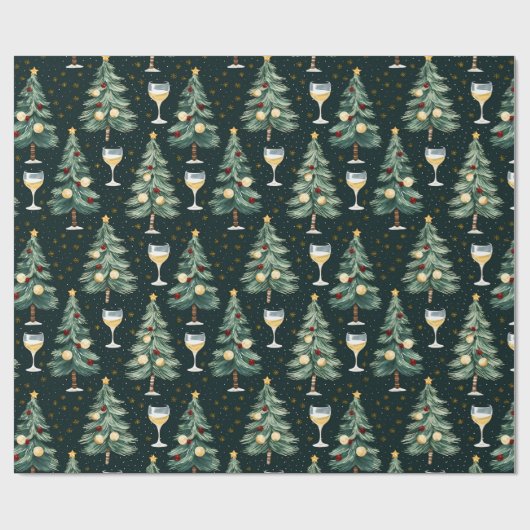 Kerstmis witte wijn liefhebber cadeaupapier (Vlak)