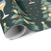 Kerstmis witte wijn liefhebber cadeaupapier (Rol Hoek)