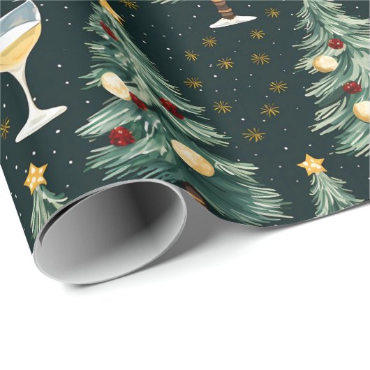 Kerstmis witte wijn liefhebber cadeaupapier (Rol Hoek)