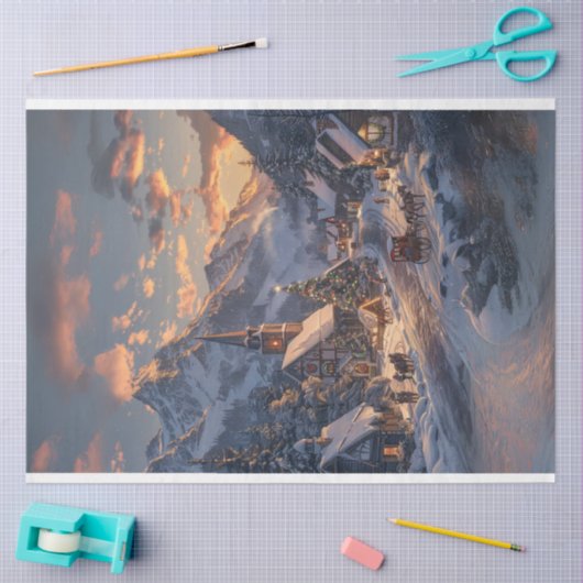 Kerstmis Wonderland in de bergen Decoupage Tissuepapier (Craft)