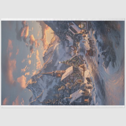 Kerstmis Wonderland in de bergen Decoupage Tissuepapier (Voorkant)