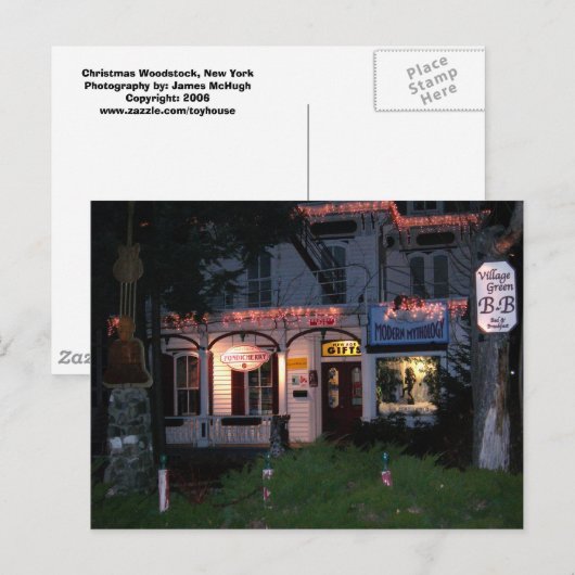 Kerstmis Woodstock, NY van Village Green Feestdagenkaart (Voorkant / Achterkant)