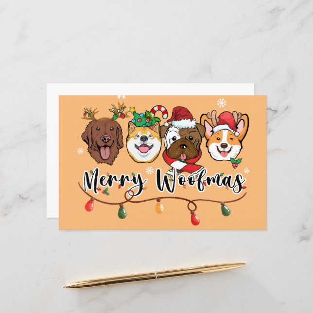 Kerstmis Woofmas Typografie Scrapbook Papier (Voorkant / Achterkant in situ)