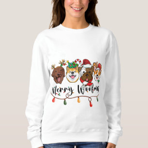 Kerstmis Woofmas Typografie T-Shirt