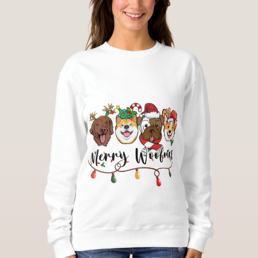 Kerstmis Woofmas Typografie T-Shirt (Voorkant)