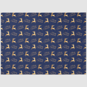 Kerstmis Woordkunst in Marineblauw en Goud Tissuepapier