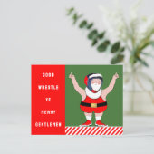 Kerstmis worstelvakantiekaarten feestdagenkaart (Staand voorkant)