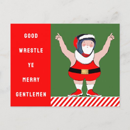 Kerstmis worstelvakantiekaarten feestdagenkaart (Voorkant)