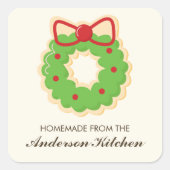 Kerstmis Wreath Rainbow Sprinkles Cookie Vierkante Sticker (Voorkant)