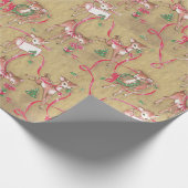 Kerstmis, Wreath Reindeer, Poinsettia Cadeaupapier (Hoek)