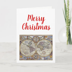Kerstmis Xmas Antieke Wereldkaart #3 Feestdagen Kaart