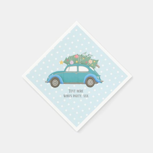 kerstmis, xmas, babyjongen, kerstboom, auto servet (Hoek)