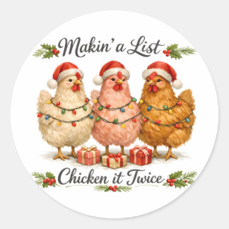 Kerstmis Xmas Boerderij Leven Lijst Maken Kip Het Ronde Sticker