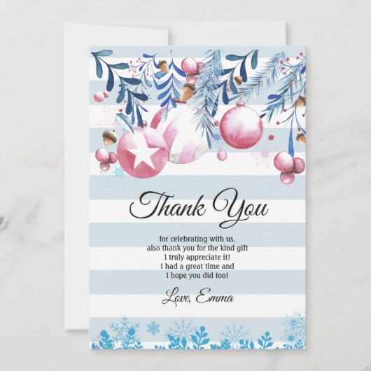 Kerstmis, Xmas, dankuwelkaart Bedankkaart (Voorkant)