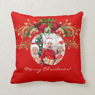 Kerstmis Xmas fototemplate 4 kinderen familie Kussen
