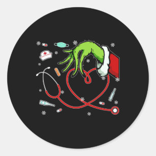Kerstmis Xmas Hart Rn Cna Icu Scurf Verpleegster D Ronde Sticker