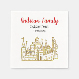 Kerstmis Xmas Heraldisch Kasteel #2 Wapen Faux Gou Servetten