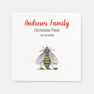 Kerstmis Xmas Heraldisch Vintage Bij Embleem C Servetten