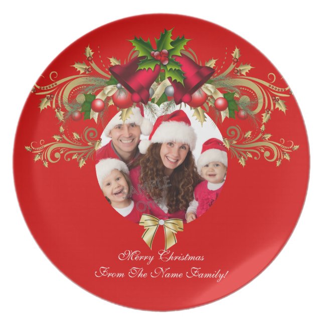 Kerstmis Xmas Photo Template 3 kinderen familie Melamine+bord (Voorkant)