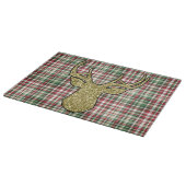 Kerstmis XMAS Plaid Tartan Goud Herten Buck Glas Snijplank (Hoek)