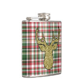 Kerstmis XMAS Pset Tartan Gold Deer Buck Fles Heupfles (Rechts)