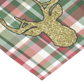 Kerstmis XMAS Pset Tartan Gold Deer Buck Korte Tafelloper (Hoek)
