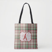Kerstmis XMAS Pset Tartan Red Green Canvas tas (Voorkant)
