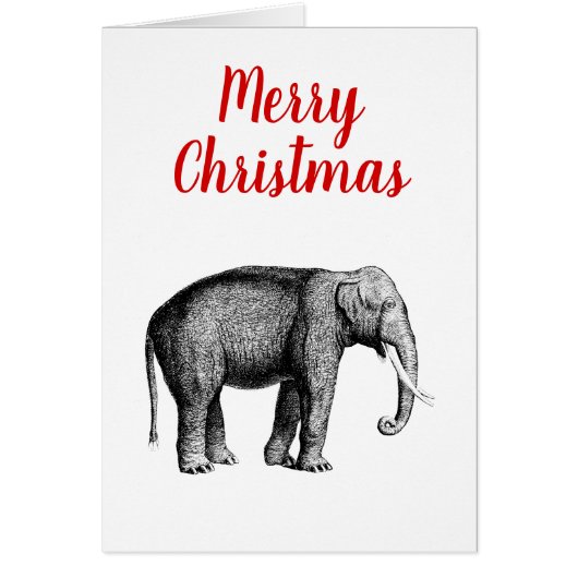 Kerstmis Xmas Vintage Olifant Tekening (Voorkant)