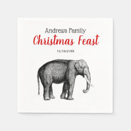 Kerstmis Xmas Vintage Olifant Tekening Servet