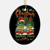 Kerstmis xylofoon spelen drie Santa Elf xyloph Keramisch Ornament (Rechts)