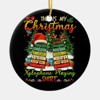 Kerstmis xylofoon spelen drie Santa Elf xyloph Keramisch Ornament