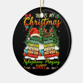 Kerstmis xylofoon spelen drie Santa Elf xyloph Keramisch Ornament (Links)