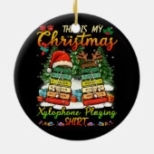 Kerstmis xylofoon spelen drie Santa Elf xyloph Keramisch Ornament (Achterkant)