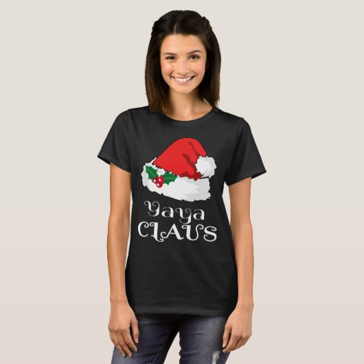 Kerstmis Yaya Claus Matching Pyjama Santa Hat X-m T-shirt (Voorkant volledig)