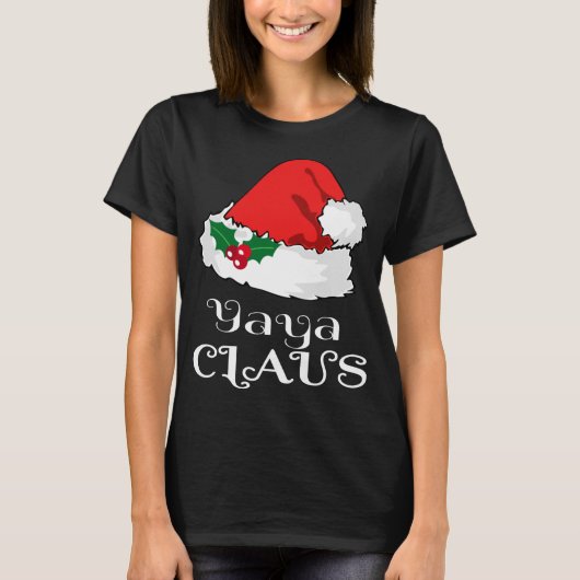 Kerstmis Yaya Claus Matching Pyjama Santa Hat X-m T-shirt (Voorkant)