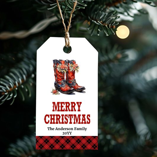 Kerstmis Yeehaw kersttag gepersonaliseerde naam Cadeaulabel