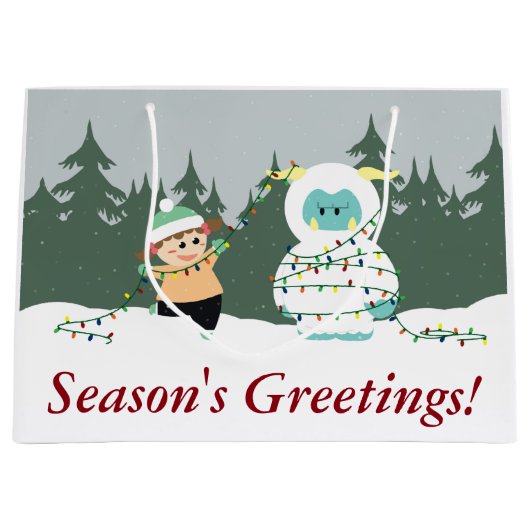 Kerstmis Yeti Large Cadeautasje (Voorkant)