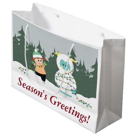 Kerstmis Yeti Large Cadeautasje (Voorkant Gekanteld)