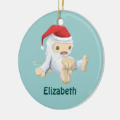 Kerstmis Yeti-pop met een kerstmuts Keramisch Ornament (Links)