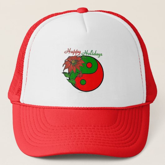 Kerstmis Yin Yang Poinsettia Trucker Pet (Voorkant)