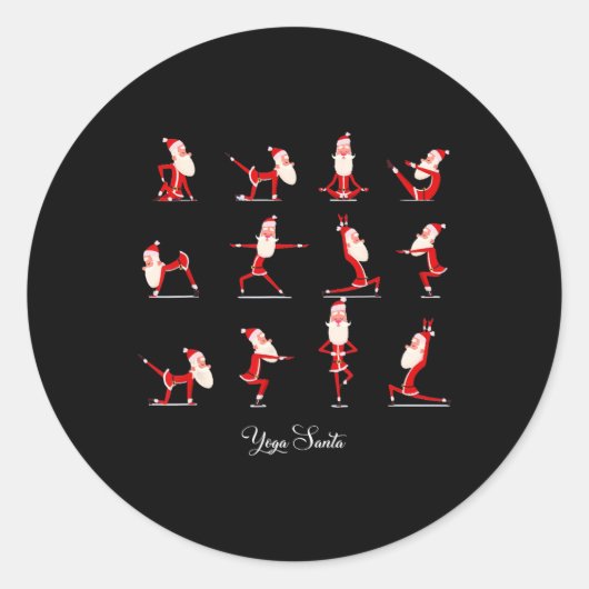 Kerstmis Yoga Pose Santa Namaste Namasleigh Ronde Sticker (Voorkant)