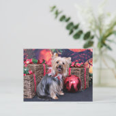 Kerstmis - Yorkie - Abby Feestdagenkaart (Staand voorkant)