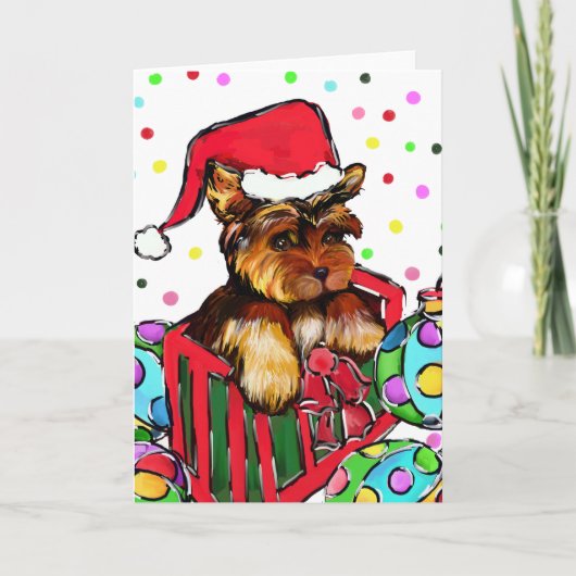KERSTMIS YORKIE FEESTDAGEN KAART (Voorkant)