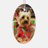 Kerstmis - Yorkie - Kinsey Keramisch Ornament (Rechts)