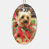 Kerstmis - Yorkie - Kinsey Keramisch Ornament (Links)
