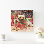 Kerstmis - Yorkie - Kinsey Vierkante Klok (Huis)