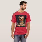 Kerstmis Yorkie meisje T-shirt (Voorkant volledig)