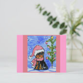 Kerstmis Yorkie Poo Feestdagenkaart (Staand voorkant)