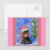 Kerstmis Yorkie Poo Feestdagenkaart (Voorkant / Achterkant)