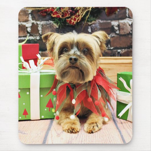 Kerstmis - Yorkie - Riley Muismat (Voorkant)
